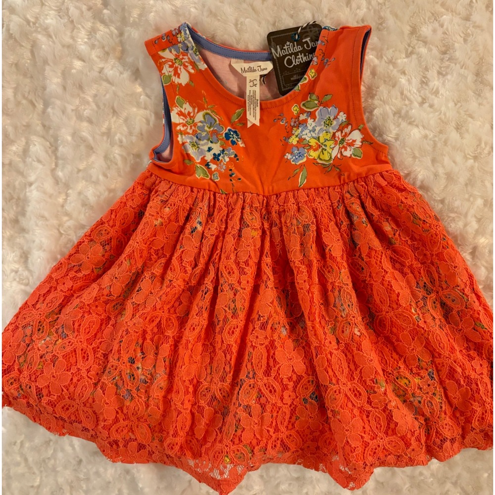 NWT Matilda Jane Layered Lace Coral Floral Swing Dress 2 PRECIOUS